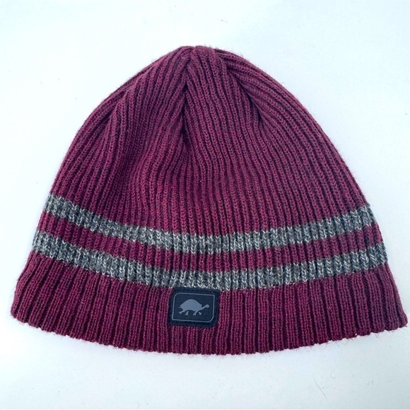 Turtle Fur Burgundy and Gray Wool Blend Beanie - Unisex - Small / Medium - Picture 1 of 7